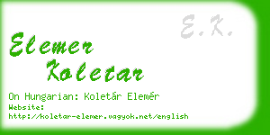elemer koletar business card